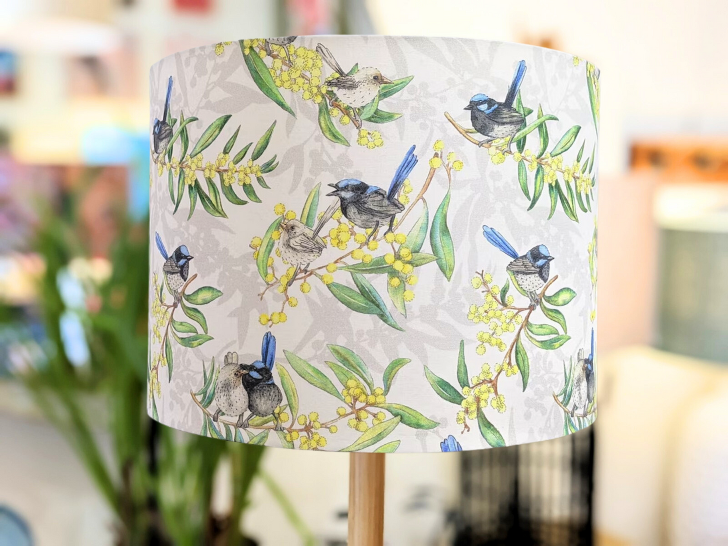 Blue Wren Golden Wattle Lampshade