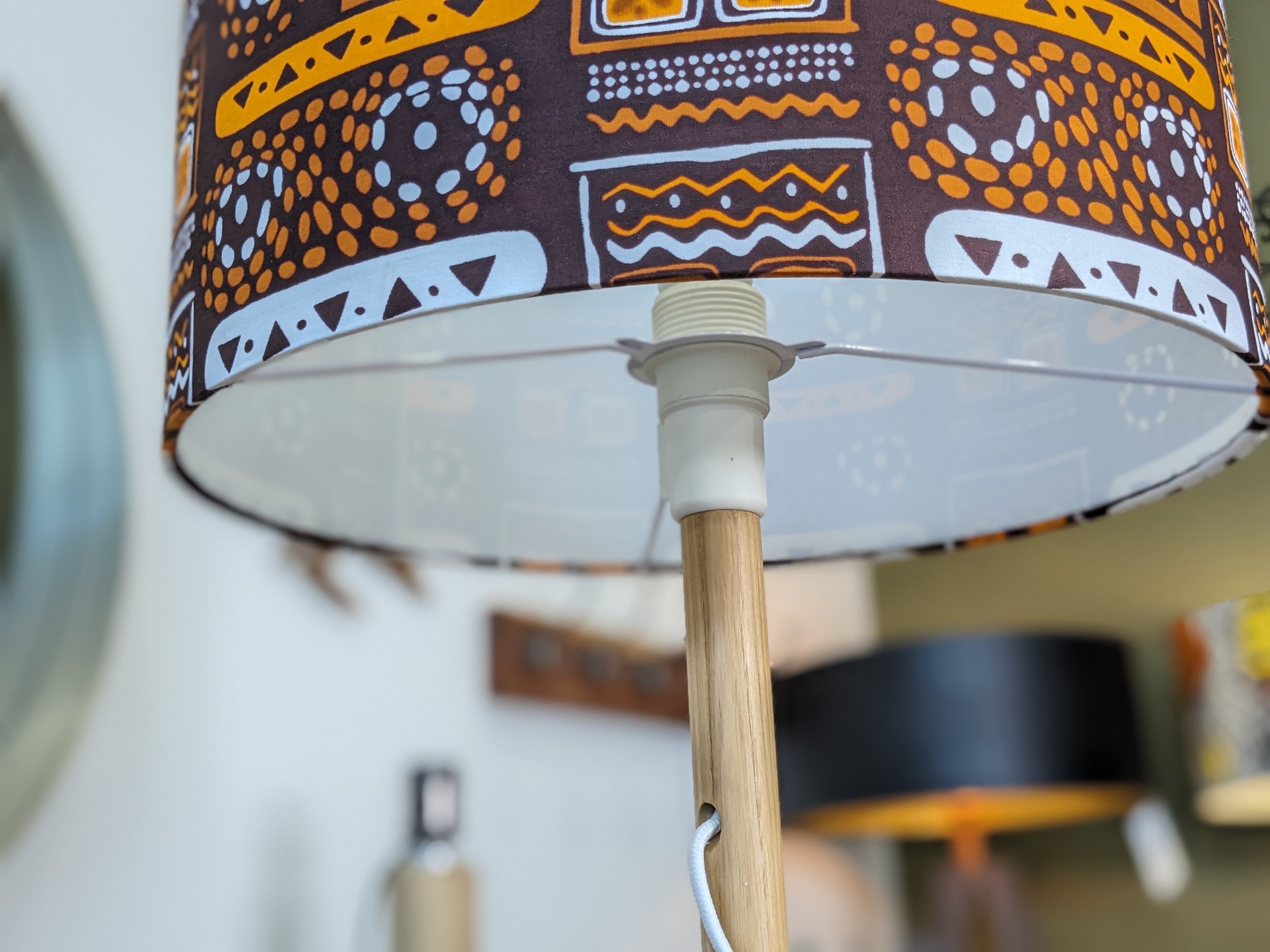 Upcycle/ Recycle Large Lampshade-Bohemian- - African Home Deco- selling African Drum Lampshade- Boho Home Decor- Modern MudCloth-Tribal- Handmade